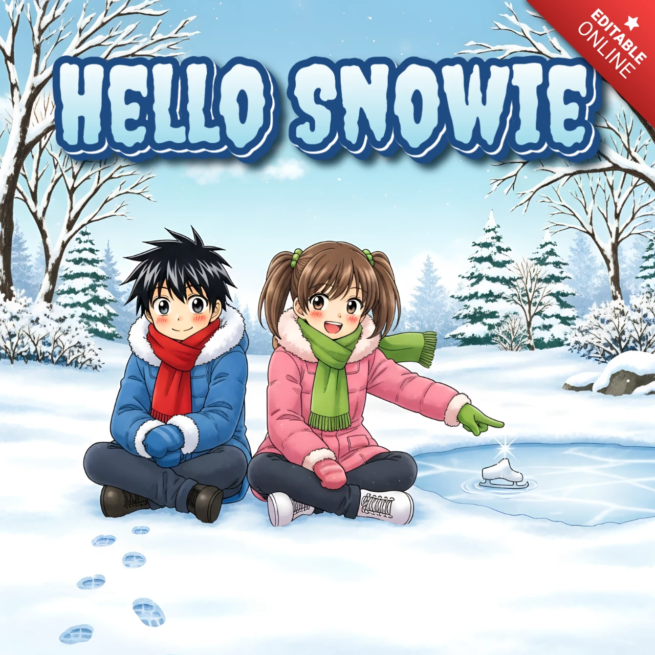 Winter Wonderland Anime Design Template for Kids Apparel
