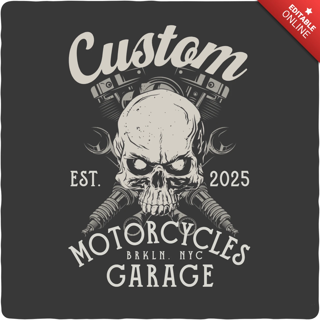 Aangepaste motorfiets garage t-shirt ontwerpsjabloon