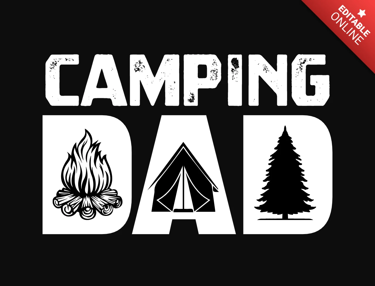 Camping Dad Typography T-Shirt Design Template
