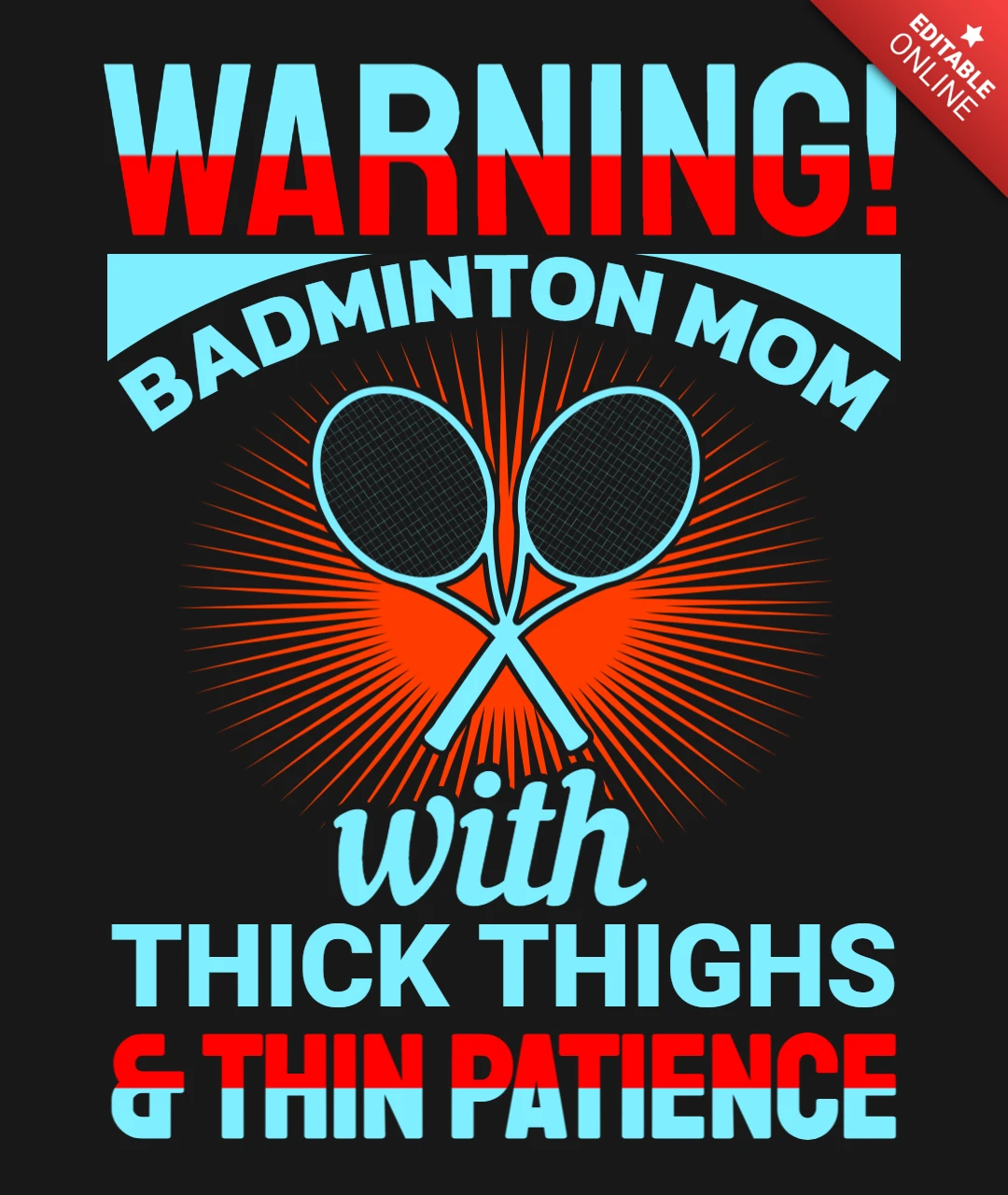 Warnung badminton mutter mit dicken oberschenkeln t-shirt design vorlage