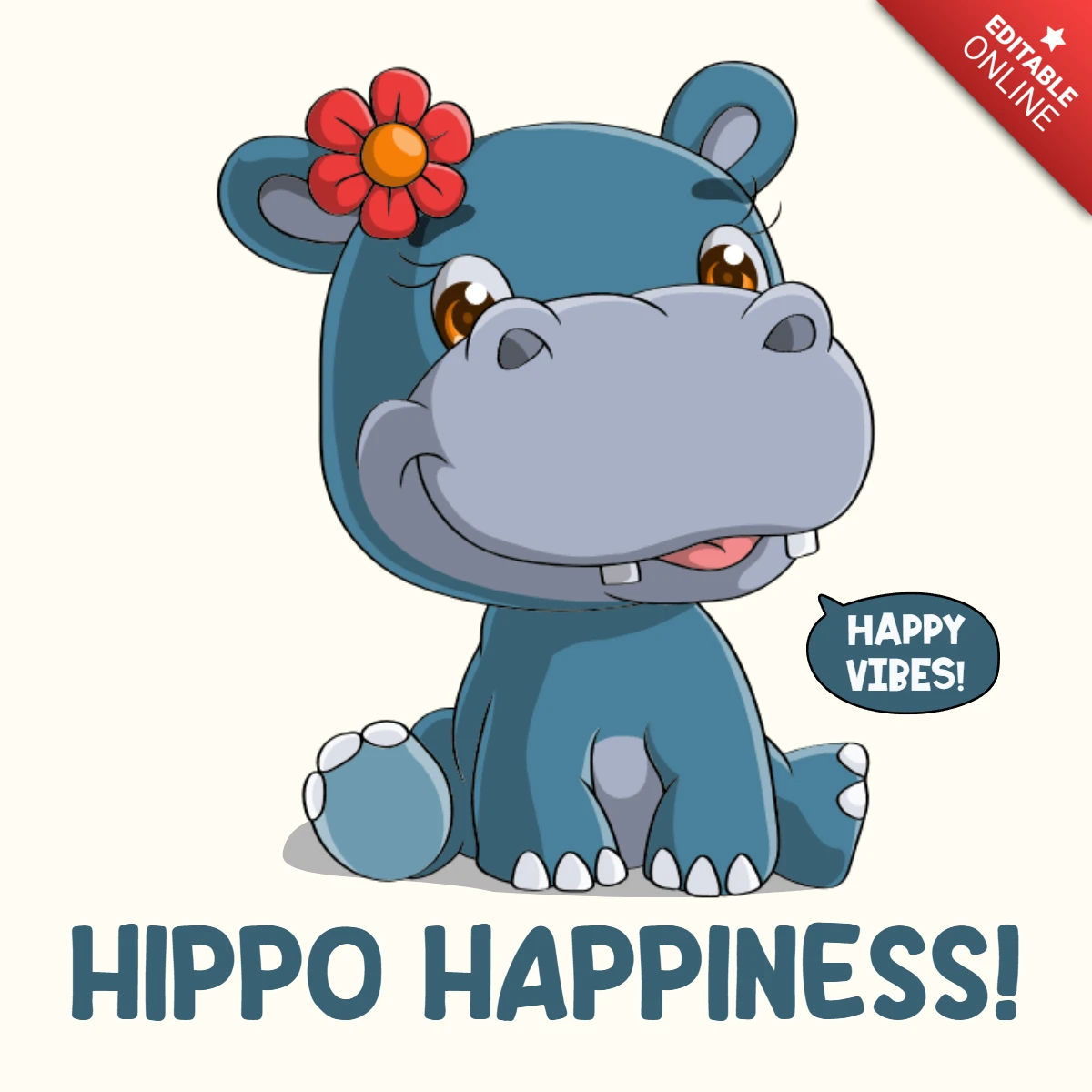 Happy Hippo Design Template for Cute and Playful Projects