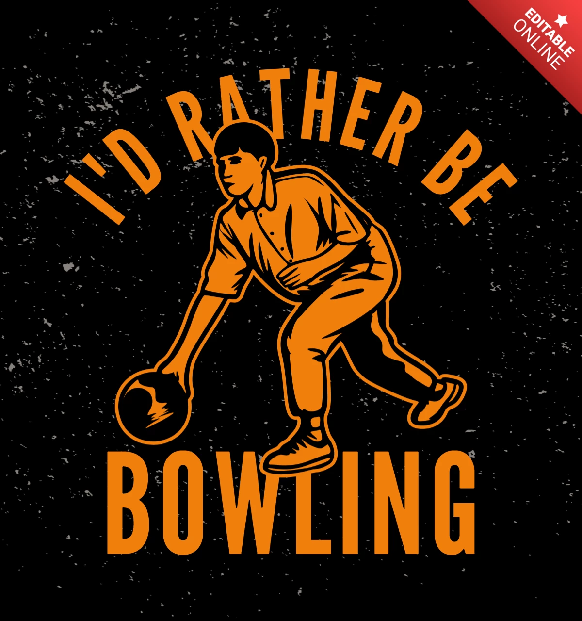 Man Playing Bowling Vintage T-shirt Design Template