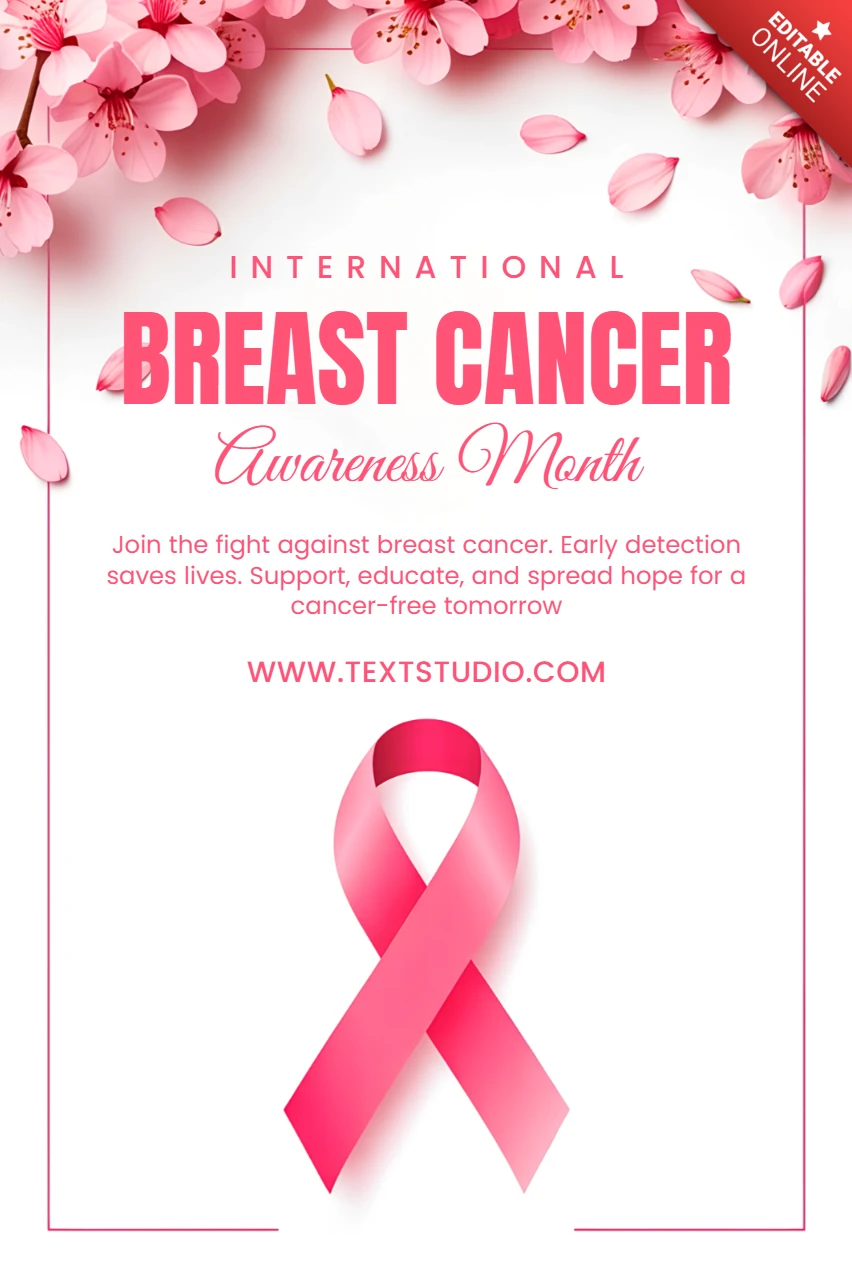 Pink Ribbon Breast Cancer Awareness Month Template for Posters