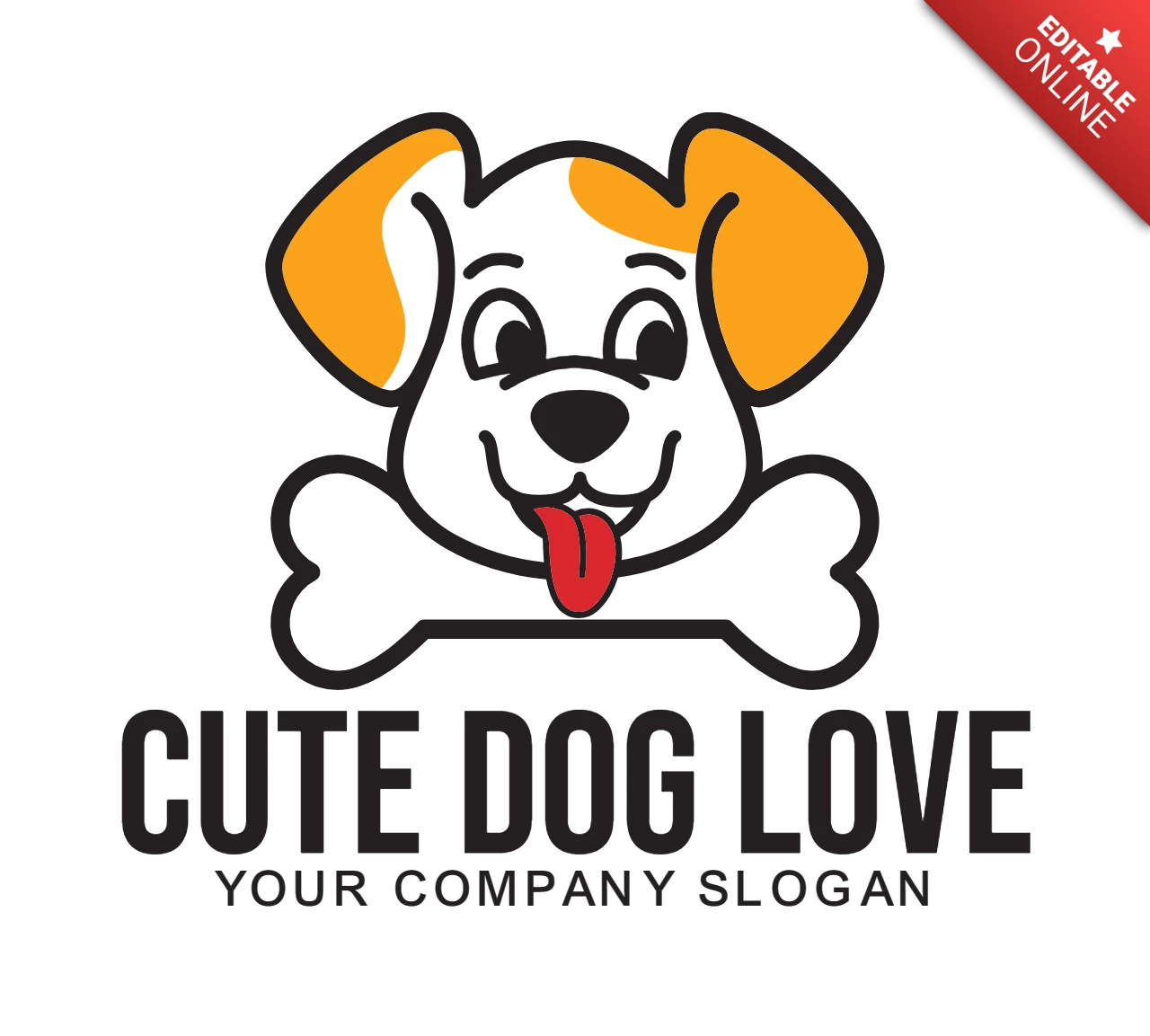かわいい犬の愛のロゴのデザイン テンプレート
