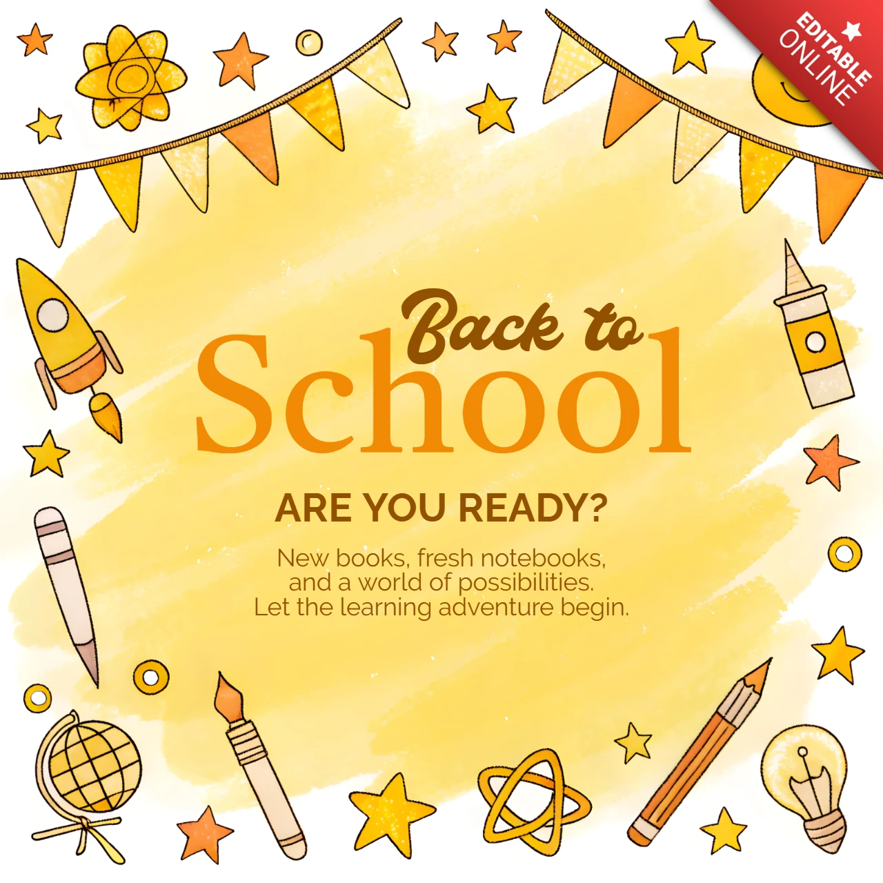 Back to School Design Template with Fun Illustrations for Educational Flyers