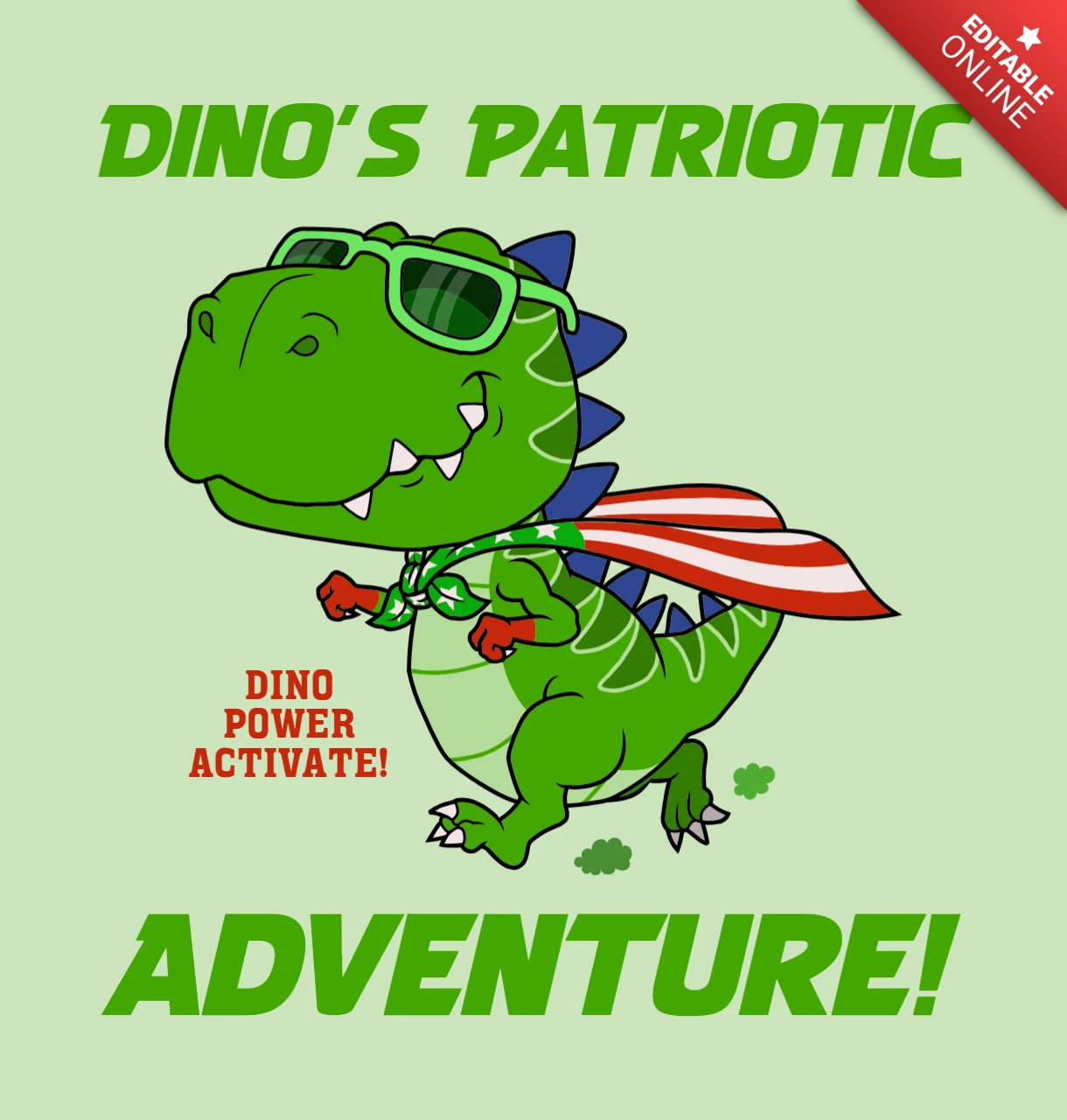 Dino's Patriotic Adventure Design Template for Kids
