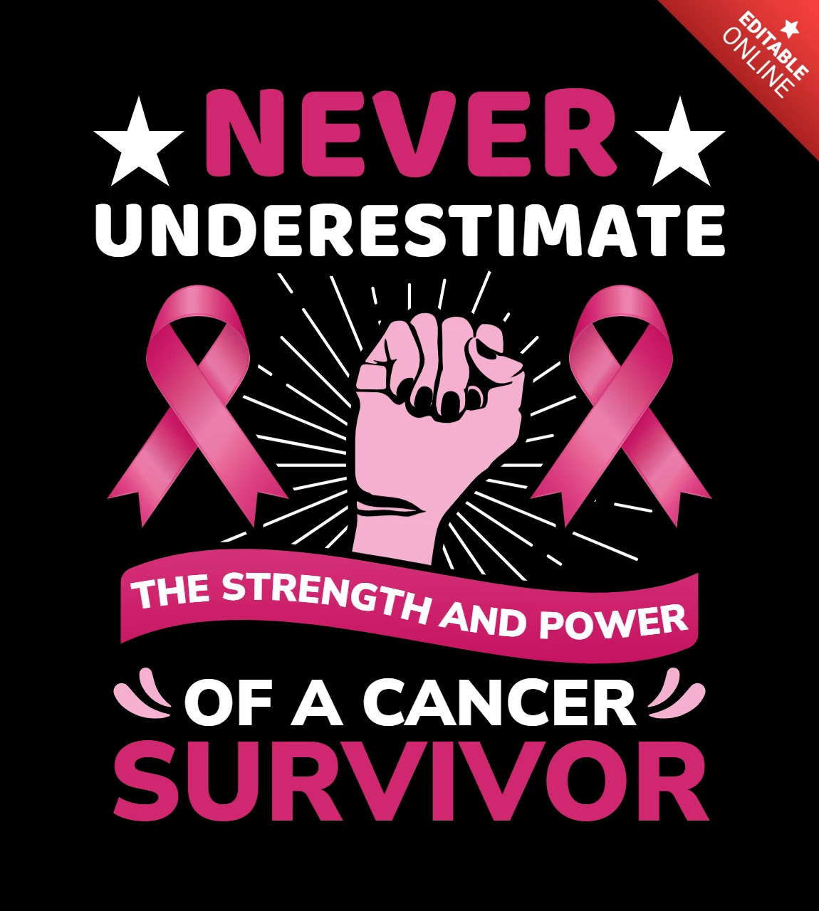 Breast Cancer Motivational T- shirt Design Template