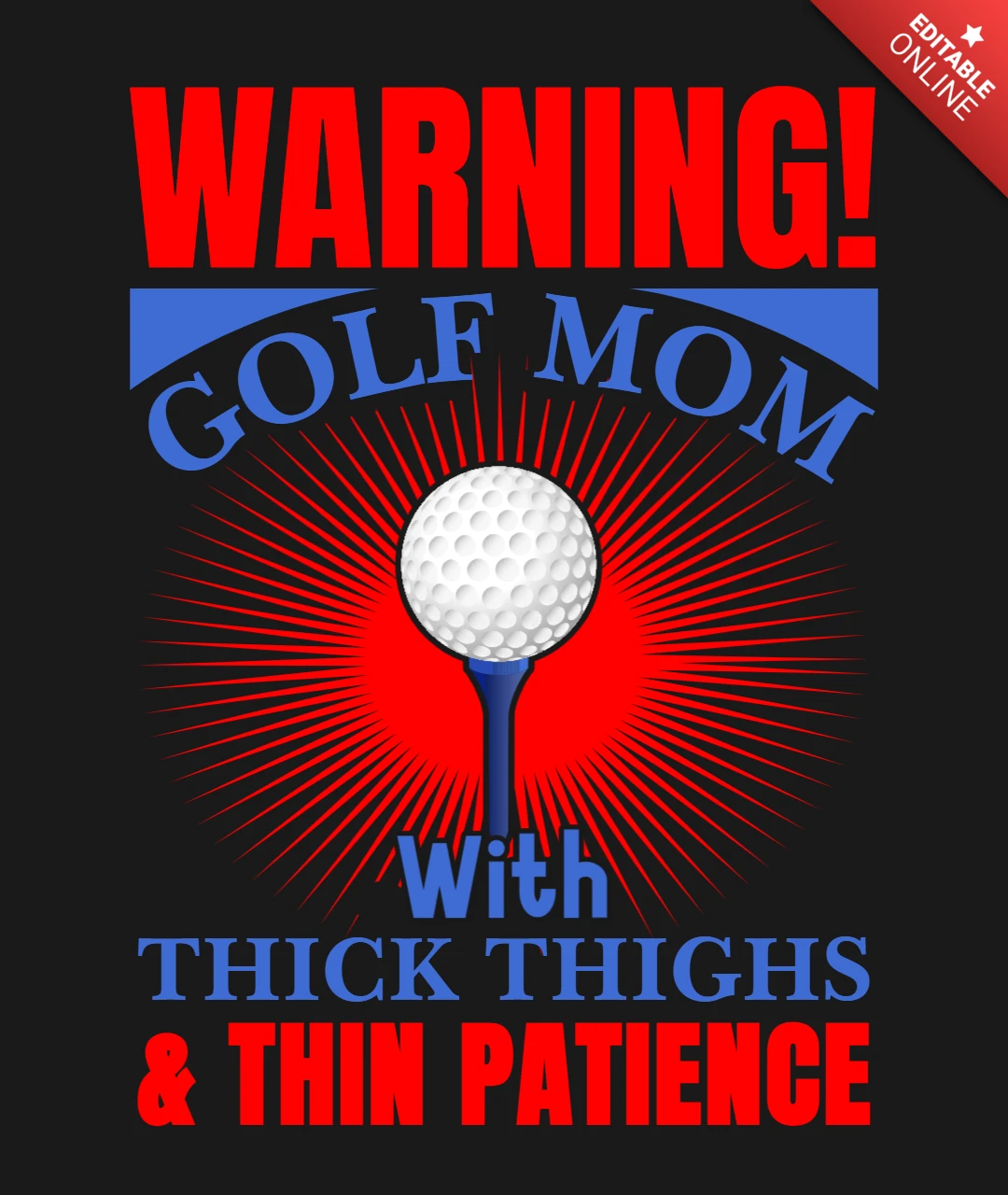 Warnung golf mutter mit dicken oberschenkeln t-shirt design vorlage