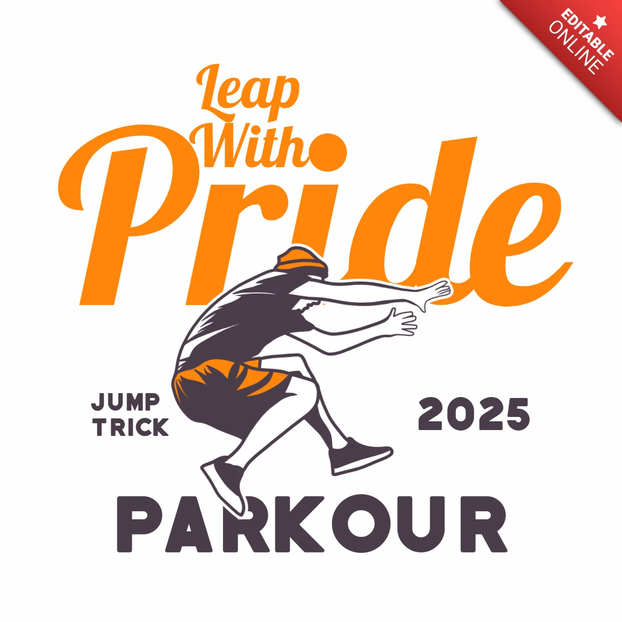 Leap With Pride Jump Trick Parkour T-shirt Design Template