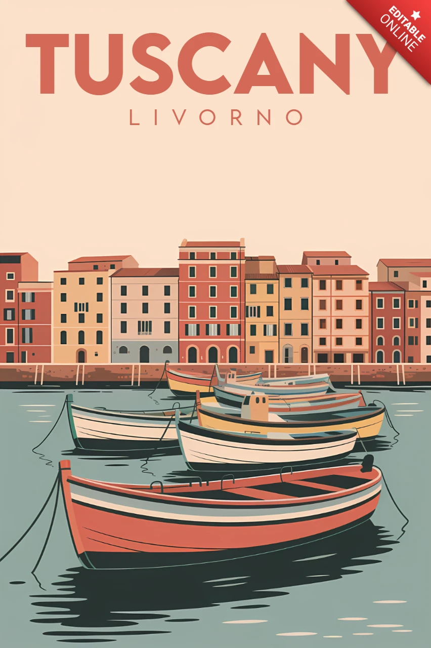Toskana Livorno Vintage-Design-Vorlage für Reiseposter