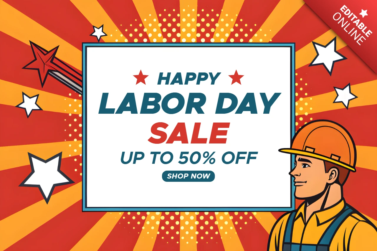 Modello di vendita pop art per il Labor Day - design modificabile per promozioni