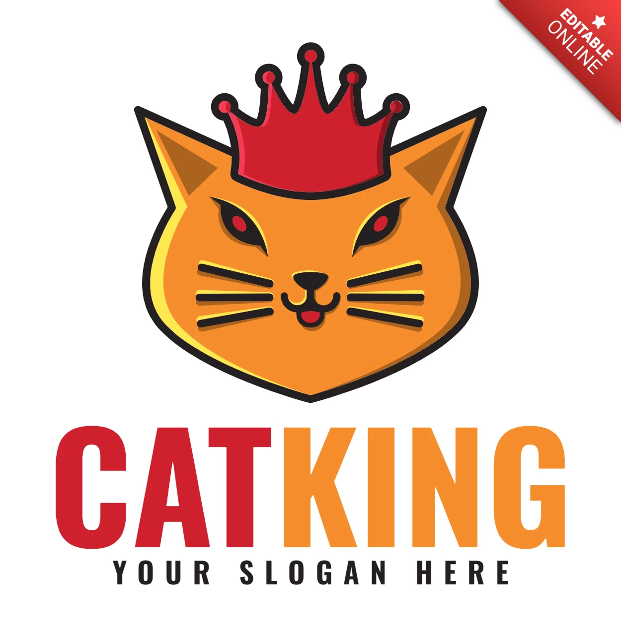Cat King Logo Design Template