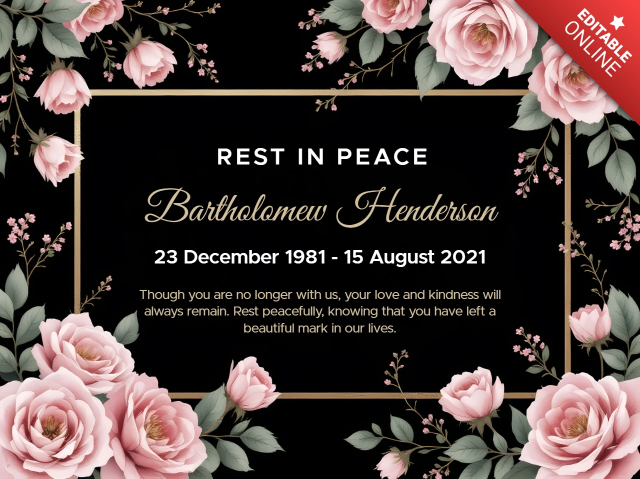 Design elegante per memoriali floreali per necrologi e tributi