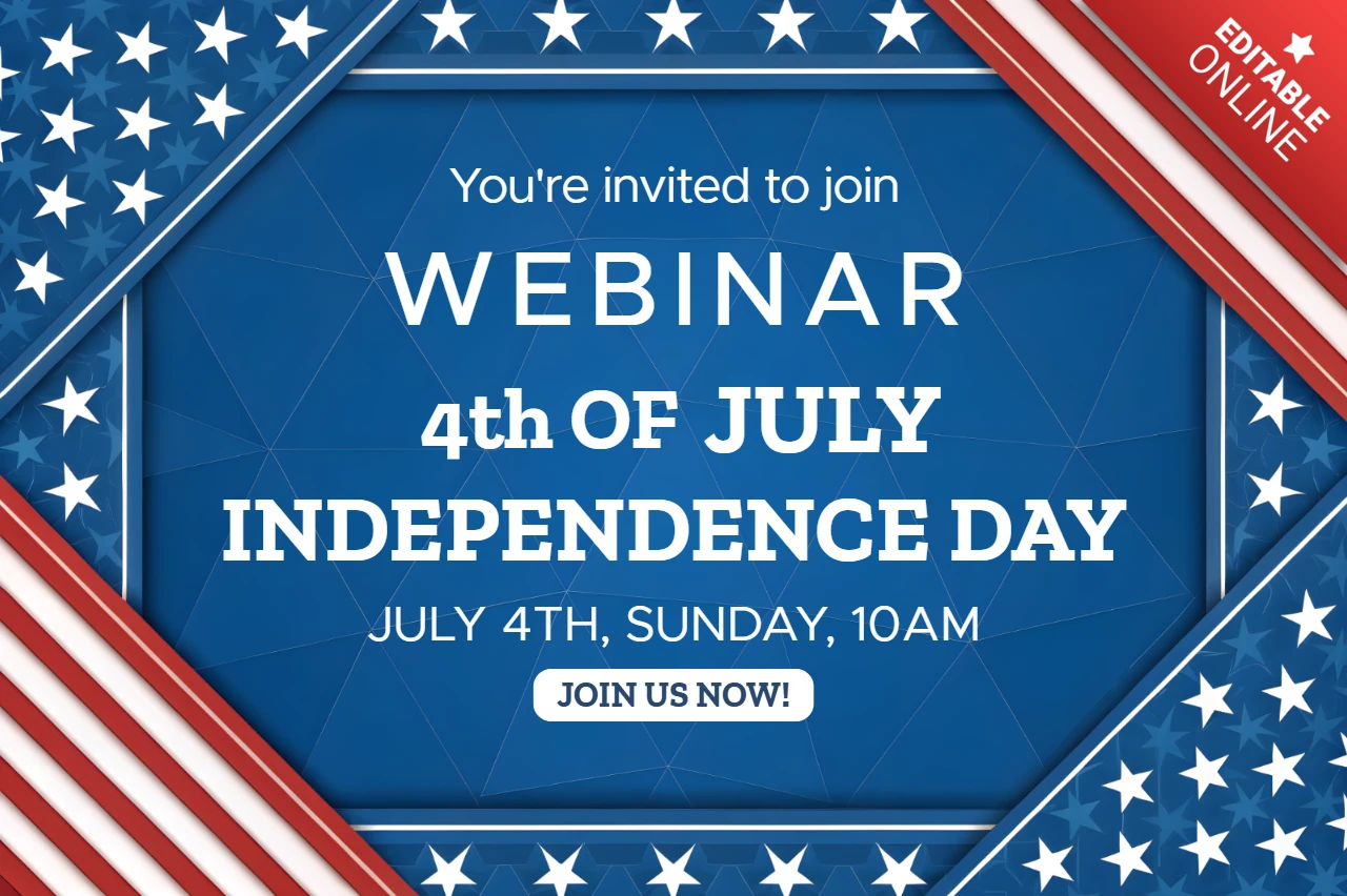 Einladungsvorlage für ein Webinar zum Unabhängigkeitstag mit patriotischem Design