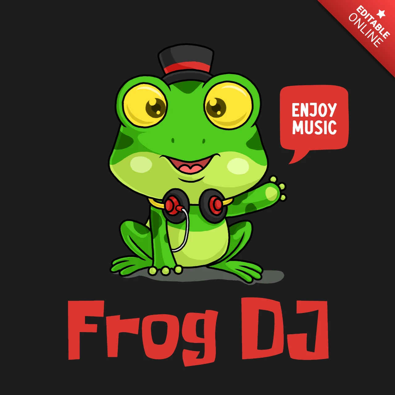 Frosch dj editierbare Designvorlage für Musikliebhaber