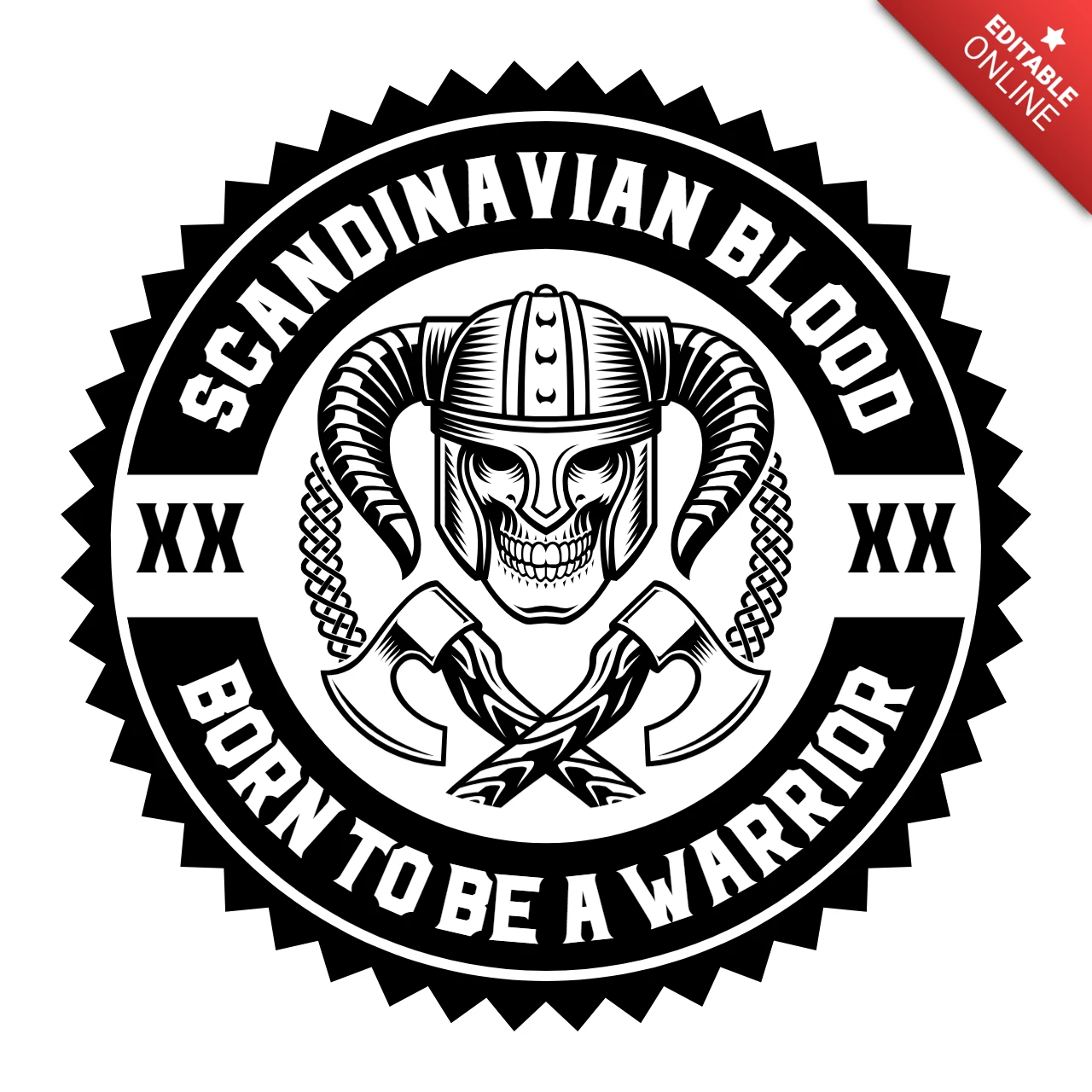 Vintage Warrior Illustration Logo Design Template Black