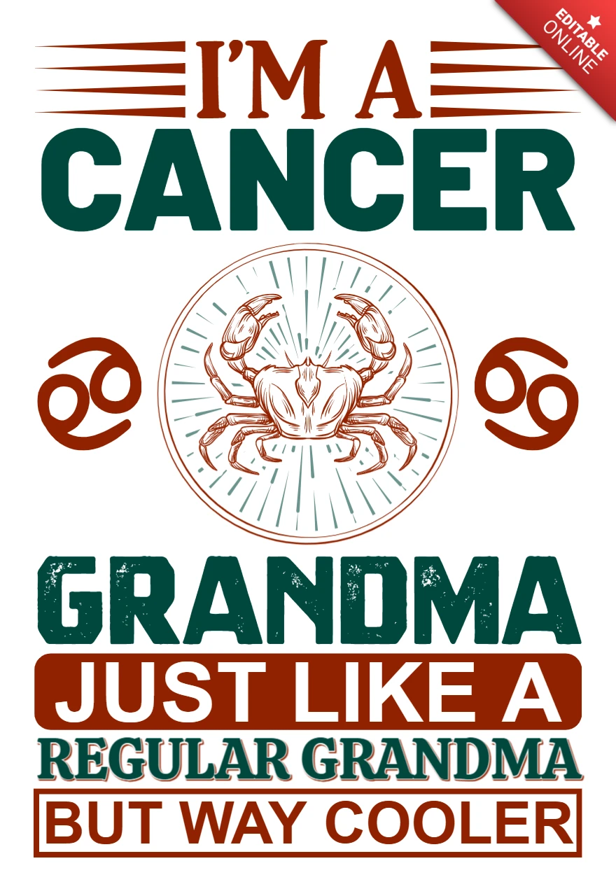 Modello di design tipografico retrò per magliette cool della nonna malata di cancro