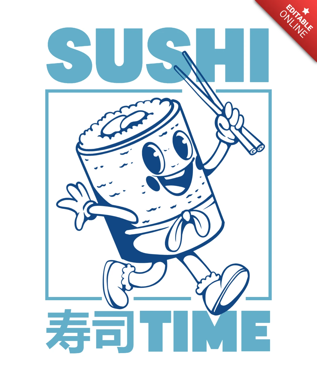 Sushi Time Cartoon Design Template for Fun Culinary Promotions