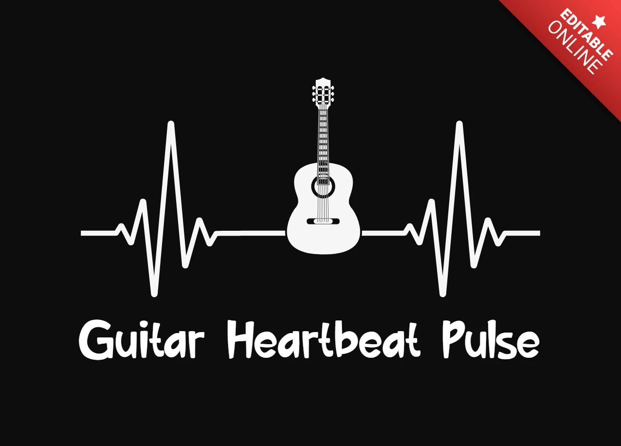 Gitarre herzschlag t-shirt design vorlage