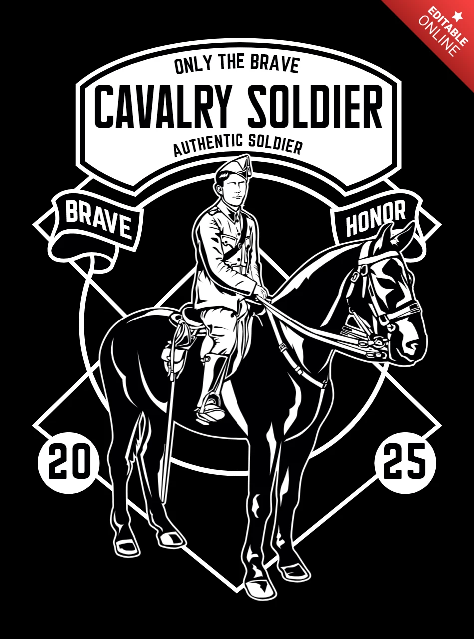 Cavalry Soldier Vintage T-shirt Design Template