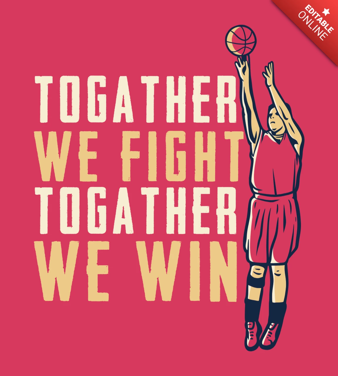 Basketball Player Throwing Basketball Vintage T-shirt Design Template