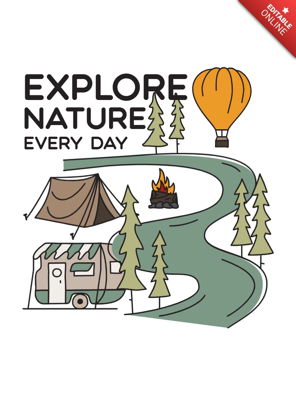 Explore Nature Every Day T-shirt Template Design
