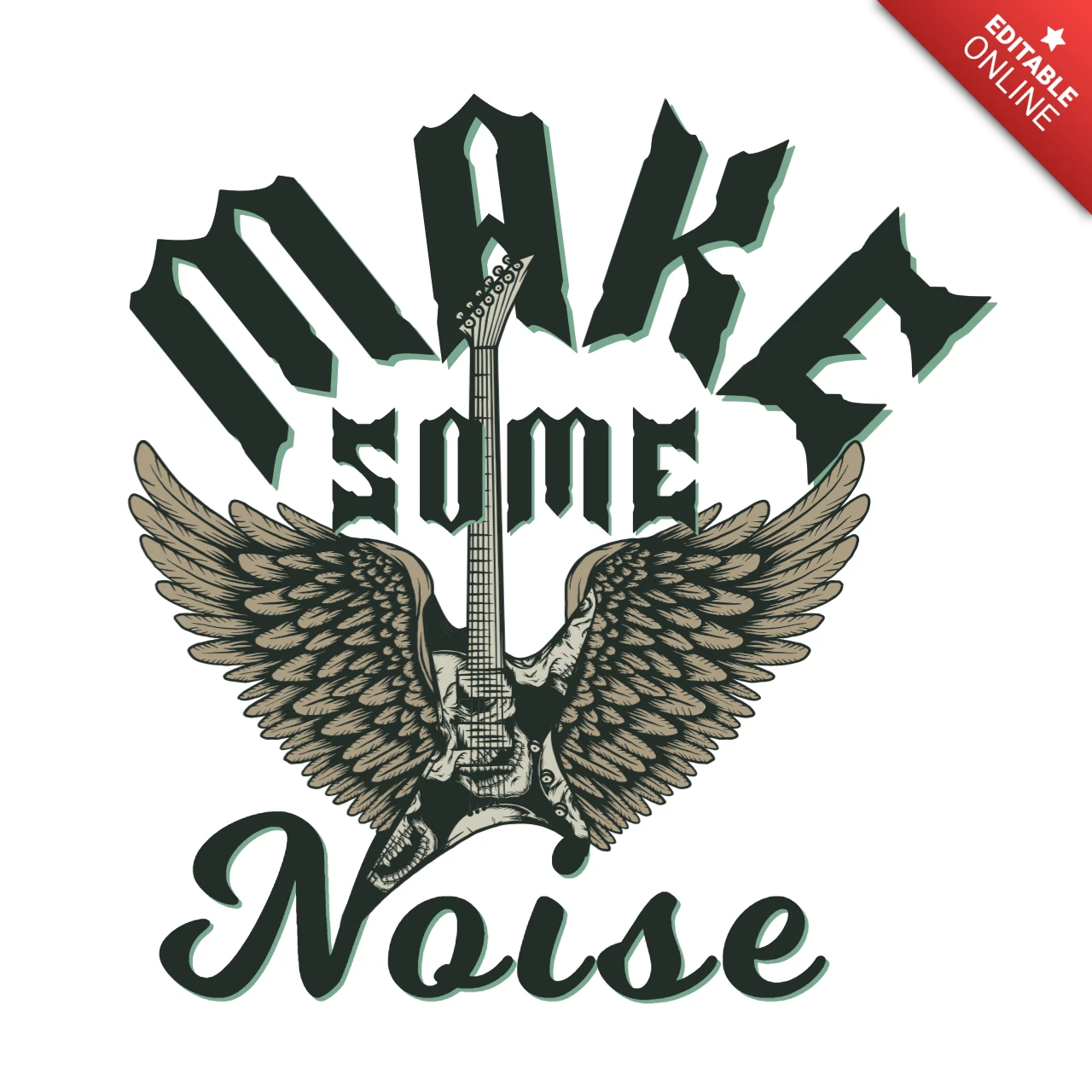 Machen sie lärm heavy metal t-shirt vorlage