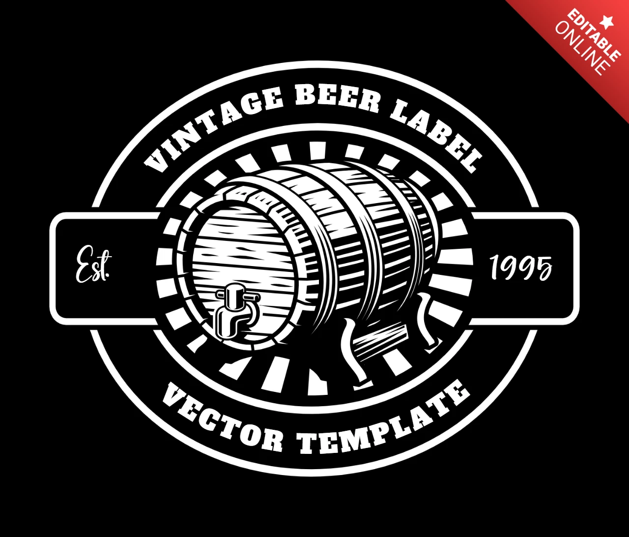 Modèle de logo pour tonneau de bière vintage