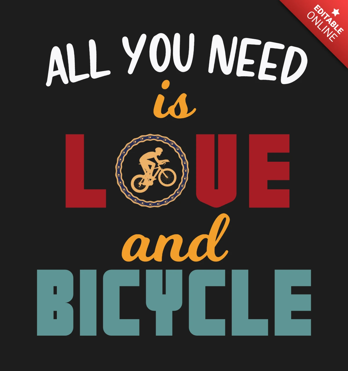 Tudo o que você precisa é de amor e um modelo de design de camiseta de bicicleta