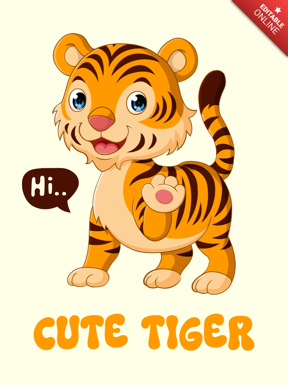 Modelo de design de tigre fofo e divertido para vestuário infantil