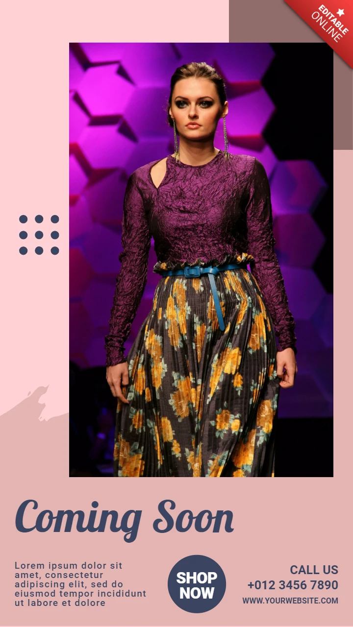 Comin Soon Pink Fashion Instagram Story Post Design Template