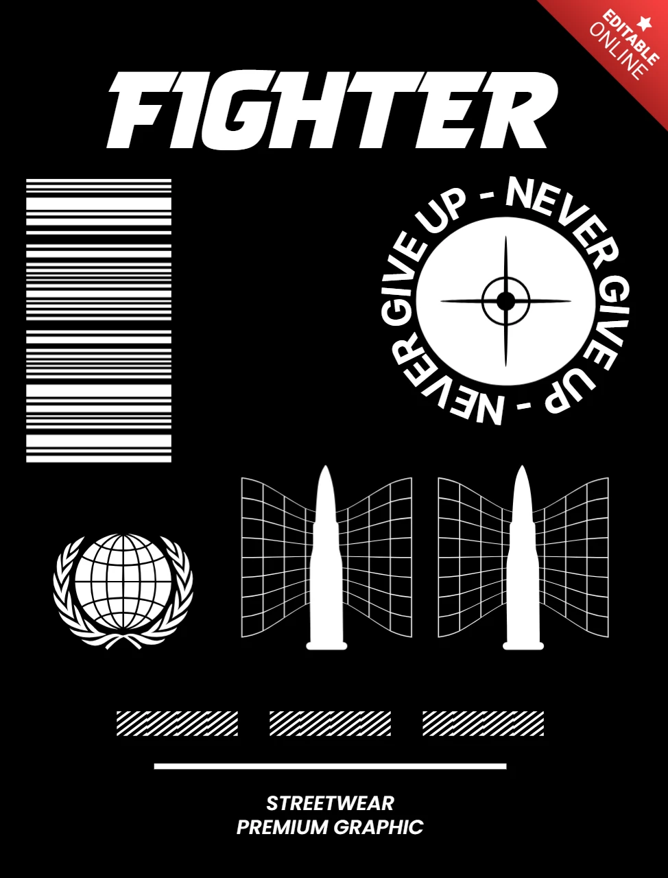 Vechtkunst grafisch ontwerp sjabloon voor streetwear kleding