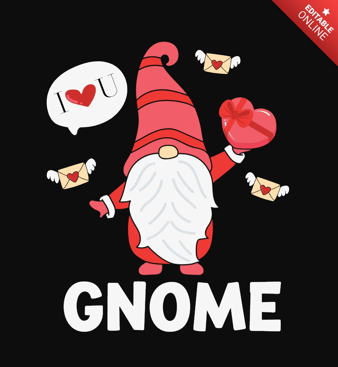 Modèle de t-shirt de la Saint-Valentin "I love you gnome" (Je t'aime)