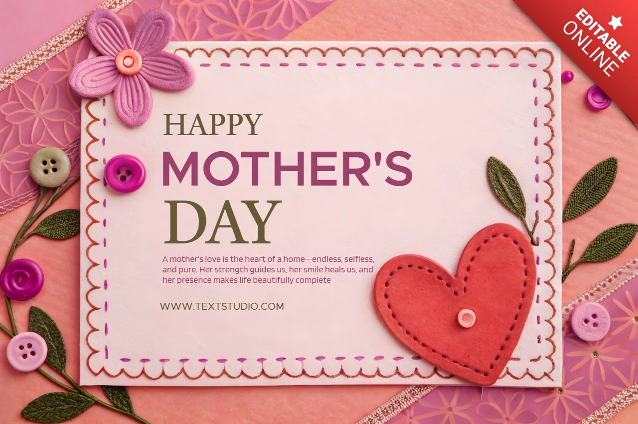 Floral and Fabric Mother's Day Card Template Design