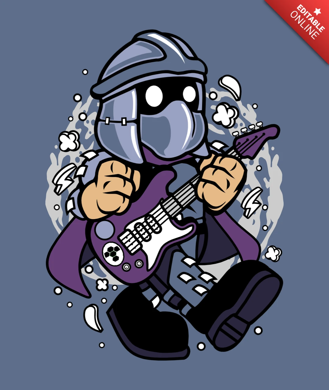 Shredder Rocker Pop Culture T-Shirt Design Template
