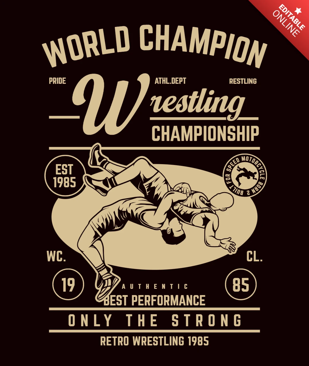 Plantilla de diseño de camiseta de campeonato de lucha