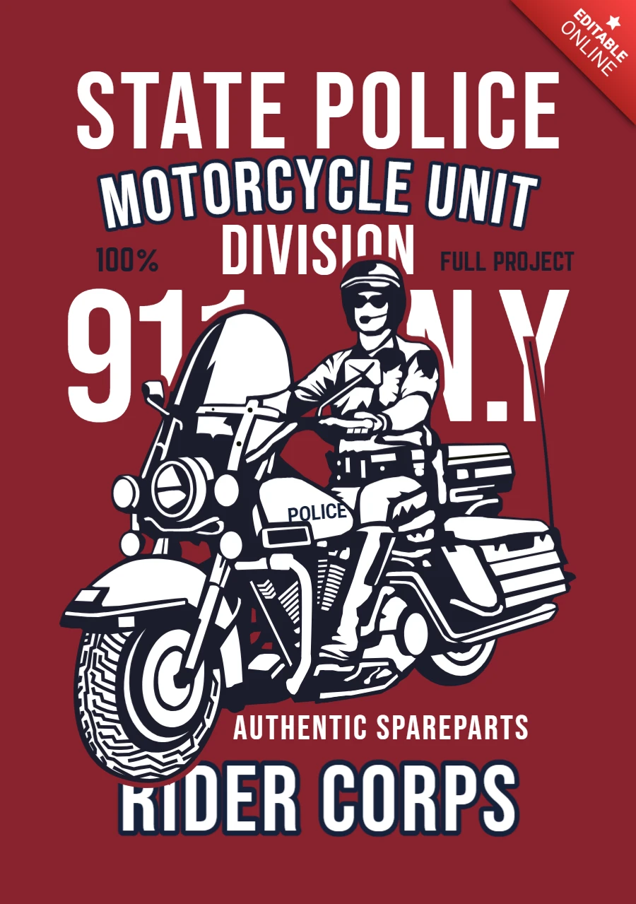 State Police Motorcycle Unit T-shirt Design Template
