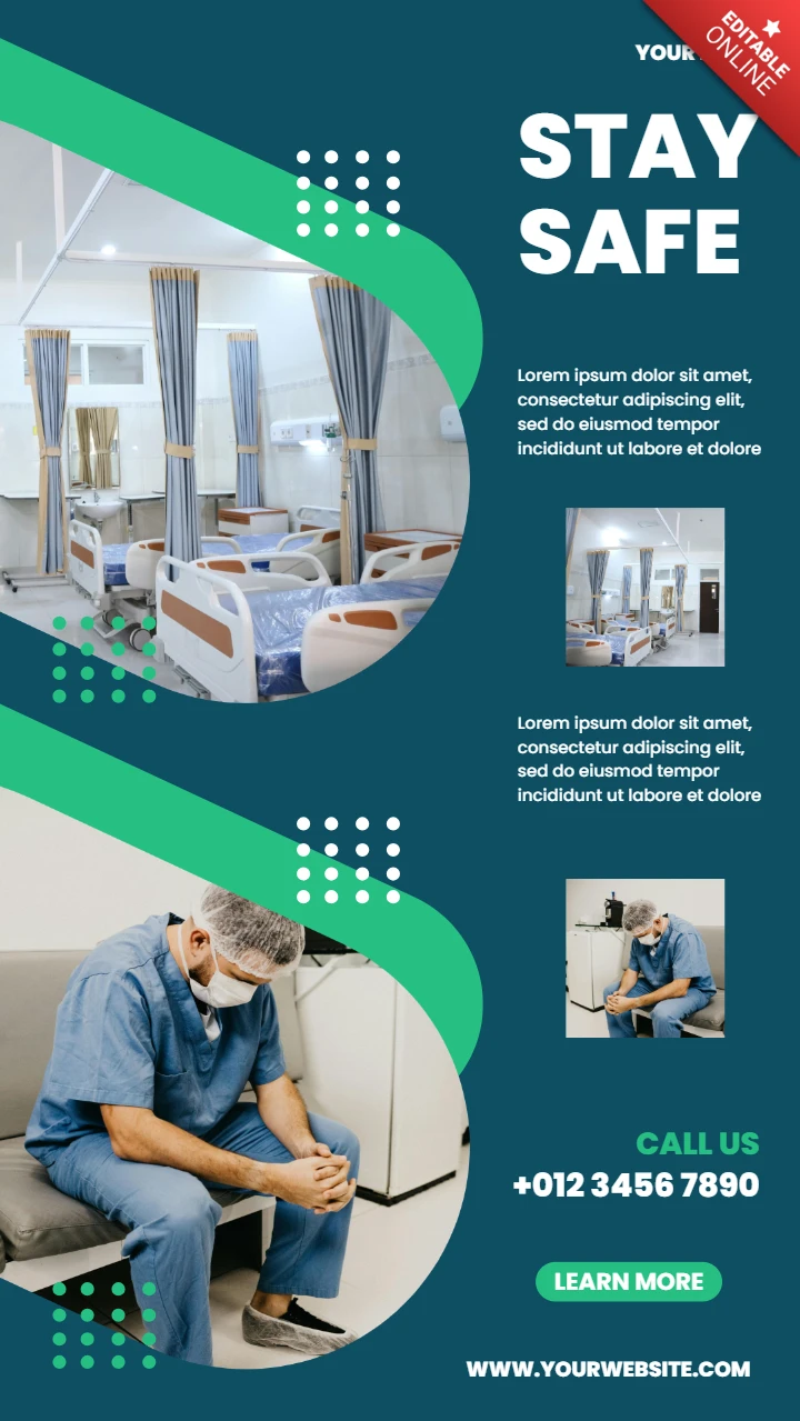 Modelo de design de postagem de história promocional do Instagram para centro médico