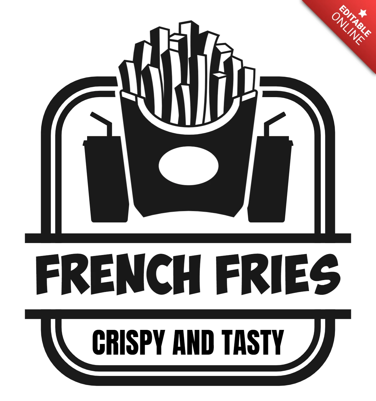 Crispy and Tasty French Fries Logo Design Template