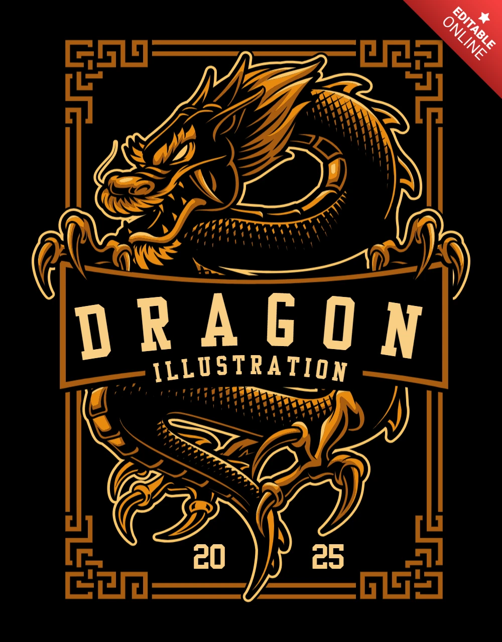 Draak illustratie poster ontwerpsjabloon