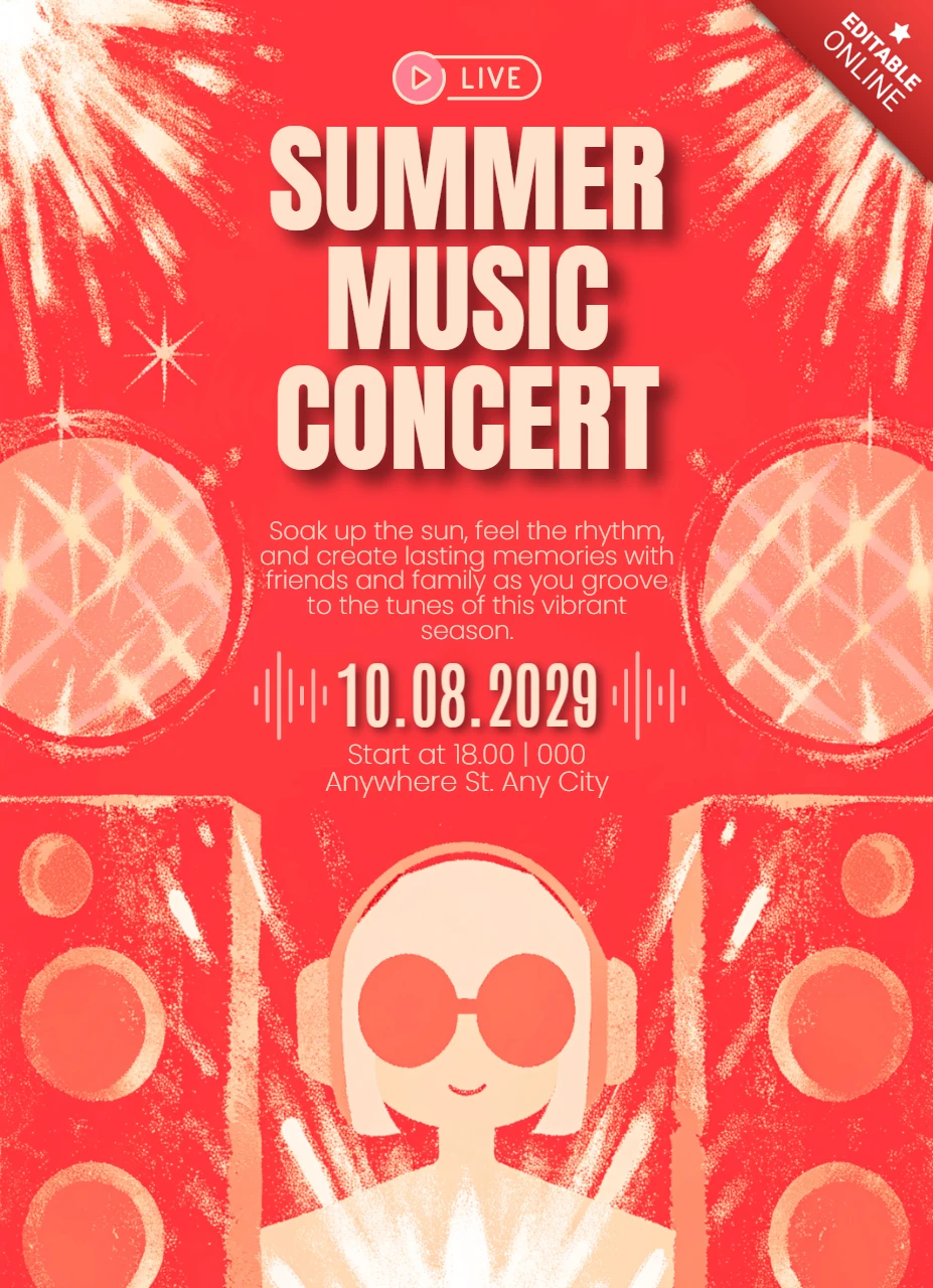 楽しい雰囲気の夏の音楽パーティーイベントフライヤーテンプレート