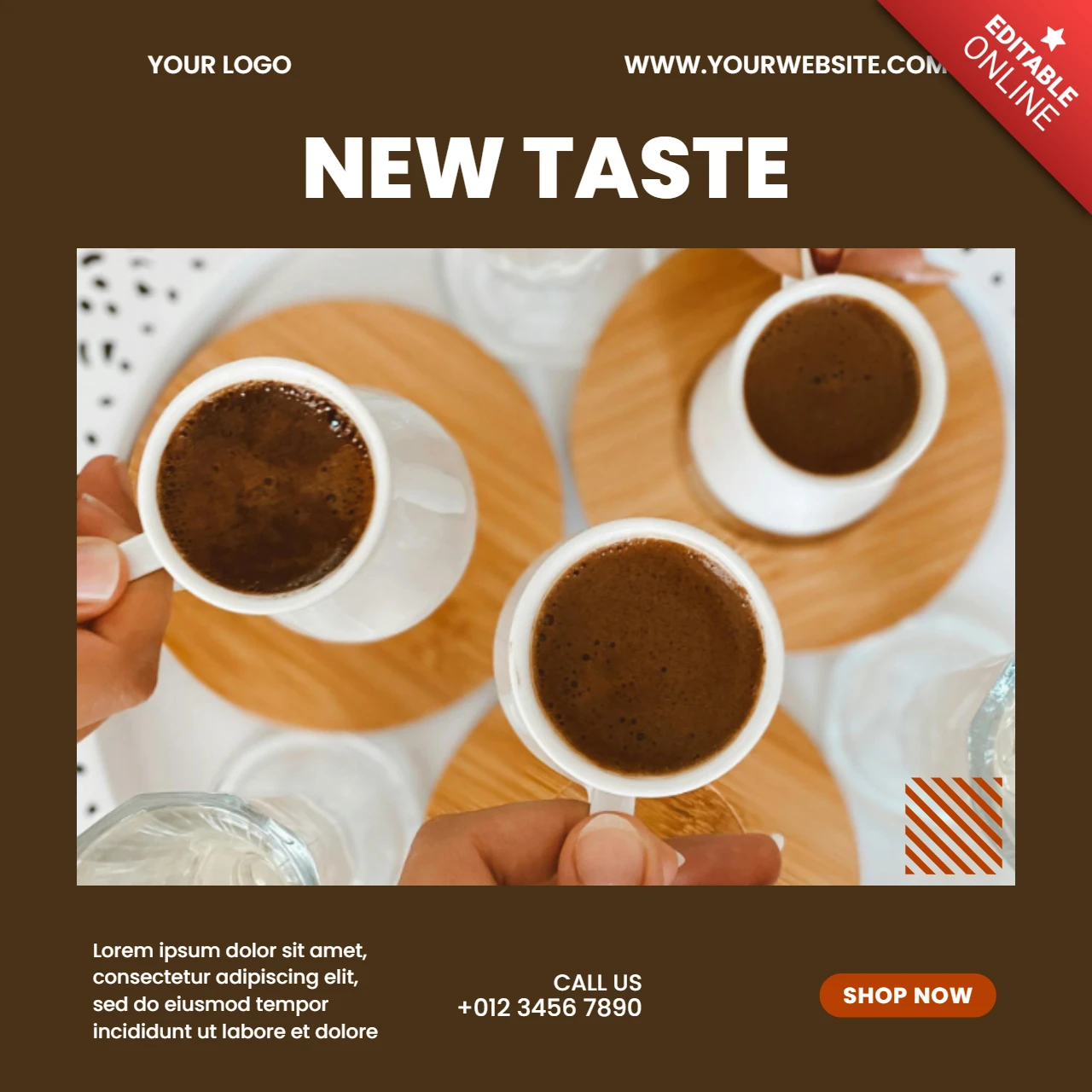 Modelo de design de postagem de mídia social promocional de cappuccino new taste