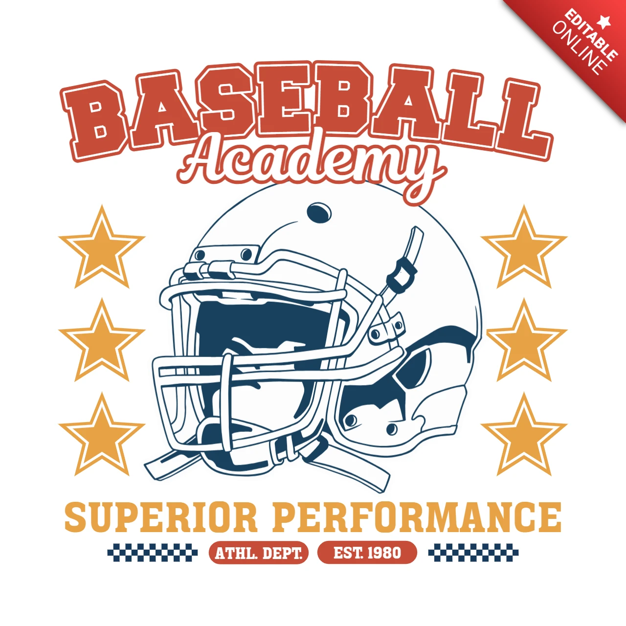 Baseball Academy Superior Performance in Athletic Training T-Shirt Design Template