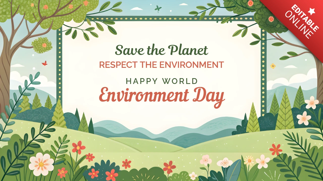 Modello di design a tema naturale e fantasioso per la giornata mondiale dell'ambiente