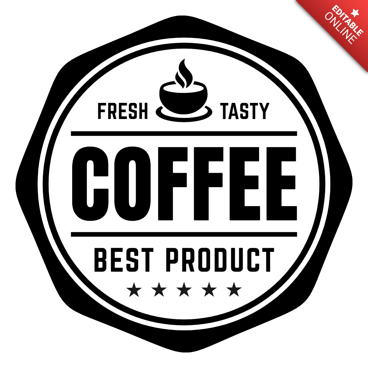 Fresh and Tasty Coffee Shop Logo Design Template Black