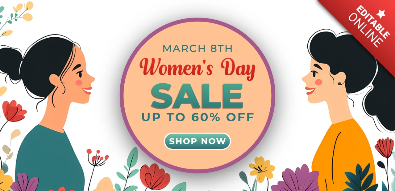 Women's Day Sale Design Template - Celebrate with Up to 60% Off!