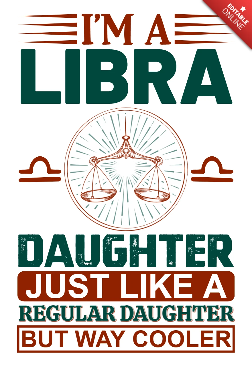 Libra Daughter Retro Design Template – Editable Zodiac Graphic for Personalized Gifts