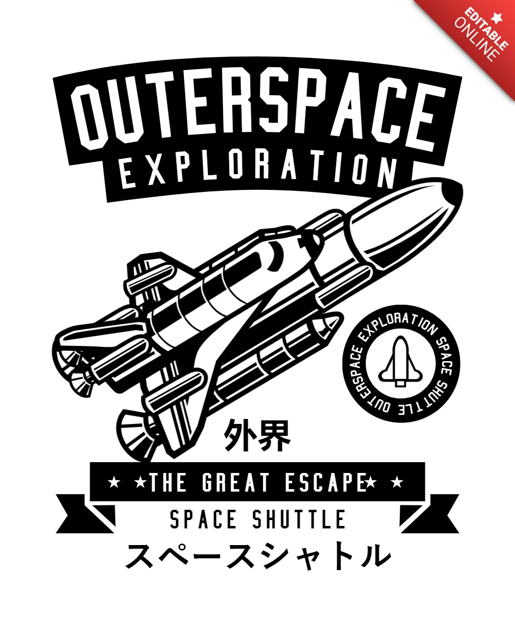 Modelo de design de camiseta sobre exploração do espaço sideral