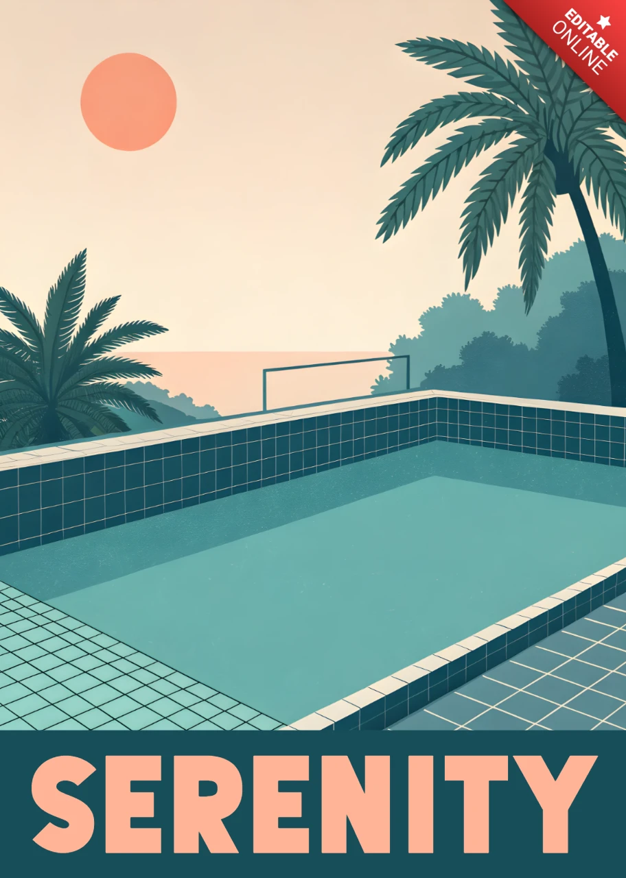 Calm Tones Poolside Design Template for Summer Poster