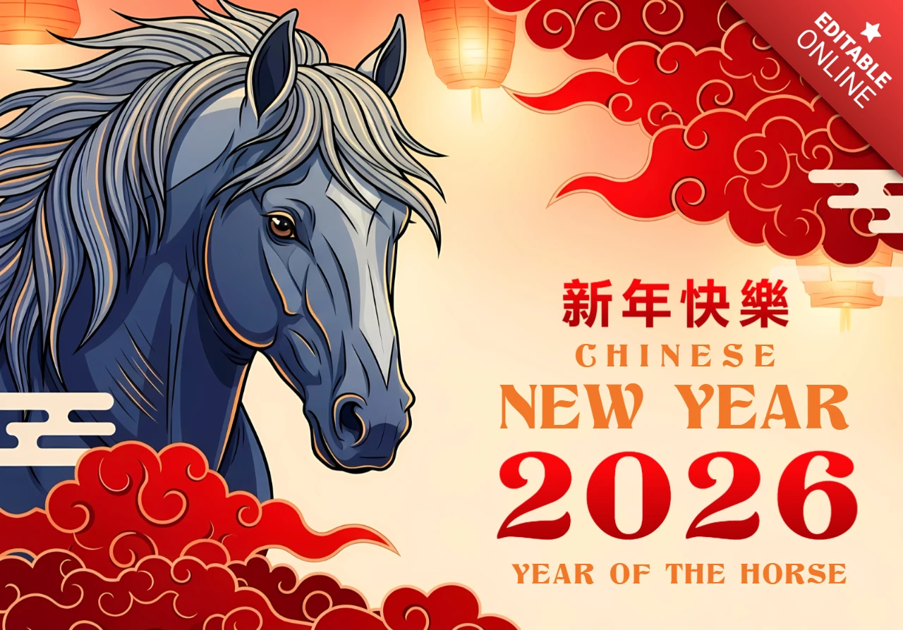 Chinese New Year Horse Design Template for Festive Posters